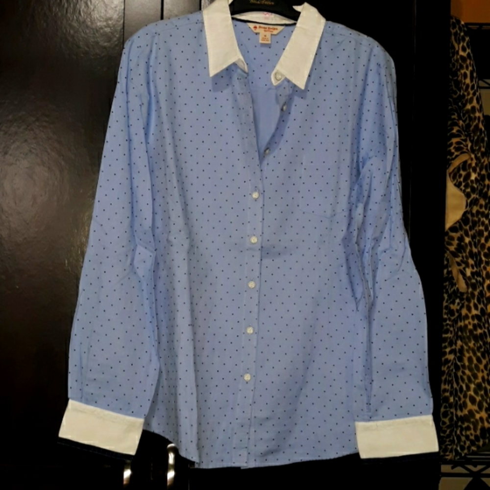 Brooks Brother Red fleece polka dot long sleeve button down shirt